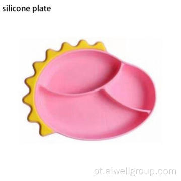 Placa de jantar prato de silicone de desenho de dinossauro